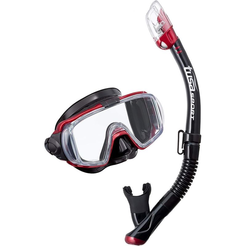 TUSA-Visio-Tri-Ex-Adult-Combo-Snorkel-Metallic-Red-Black