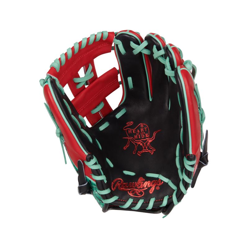 Rawlings Heart of the Hide ColorSync 9.0 Infield Glove Black / Scarlet / Mint