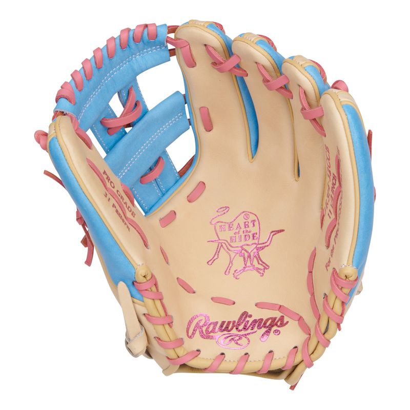 Rawlings-Heart-Of-The-Hide-11.5--Infield-Glove-Camel---Columbia-Blue---Pink