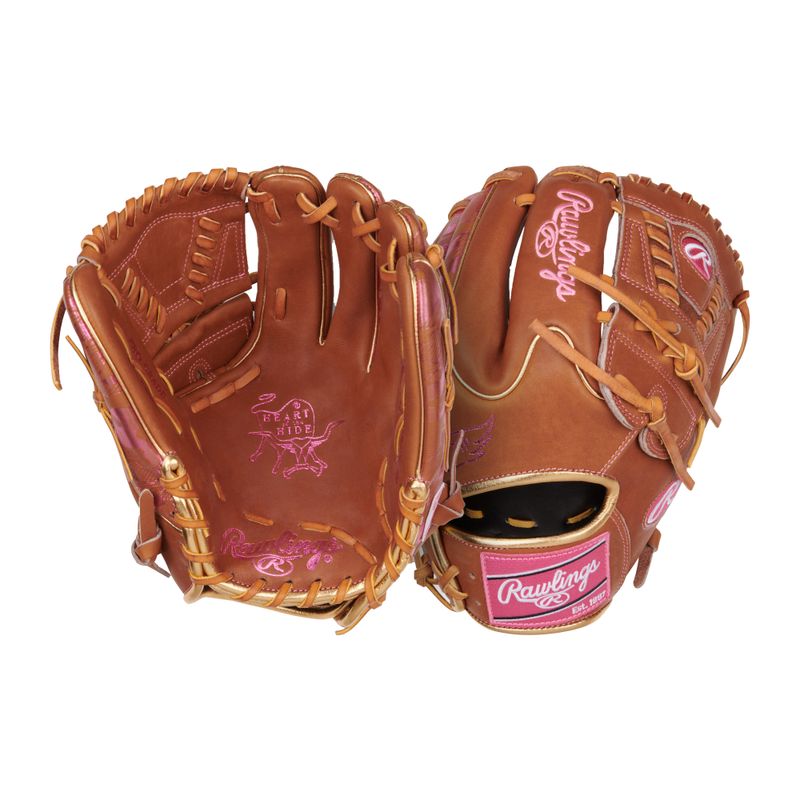 Rawlings Heart of the Hide ColorSync 9.0 Infield Glove Golden Brown / Gold / Pink