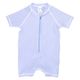RuffleButts & RuggedButts Short Sleeve One Piece Rash Guard - Boys' Periwinkle Blue Seersucker