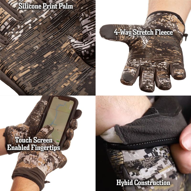 HUNTWO-Ruston-Light-Weight-Hybrid-Windproof-DWR-Shooters-Glove-Disruption