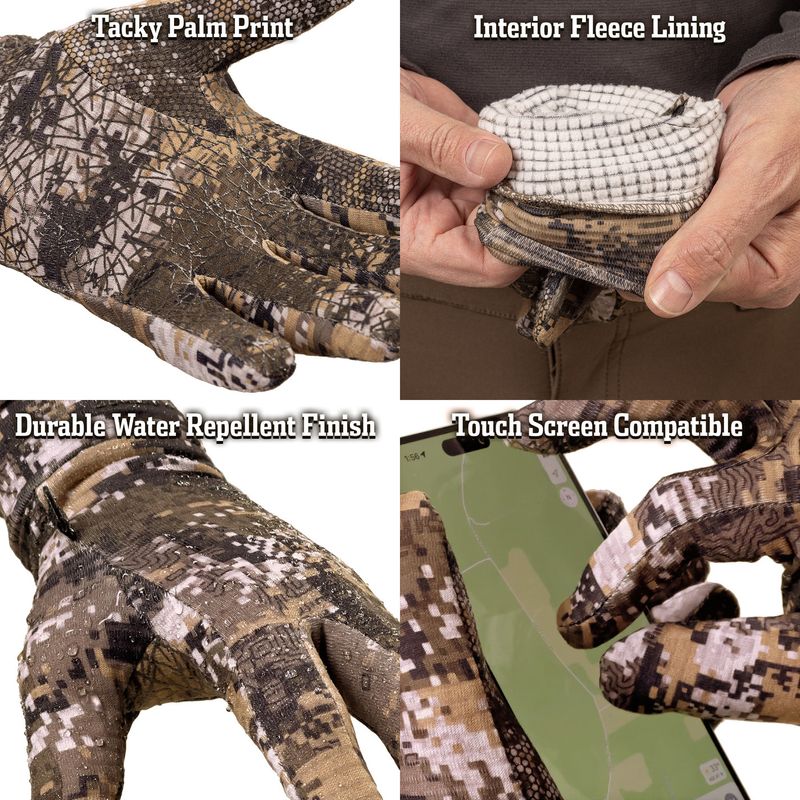 HUNTWO-Macon-Light-Weight-Stretch-Grid-Fleece-Shooters-Glove-Disruption