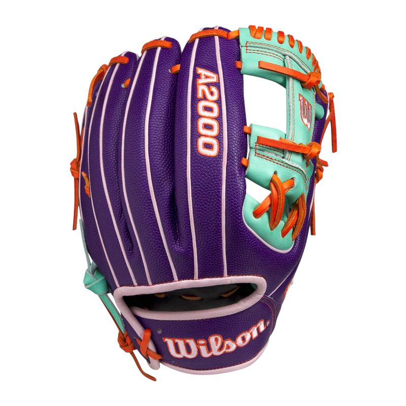 Wilson-A2000-GOTM-Baseball-Glove---April-2025-Purple---Seafoam---Orange