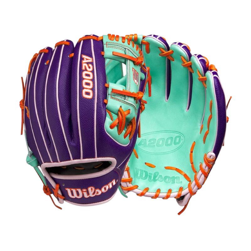 Wilson-A2000-GOTM-Baseball-Glove---April-2025-Purple---Seafoam---Orange