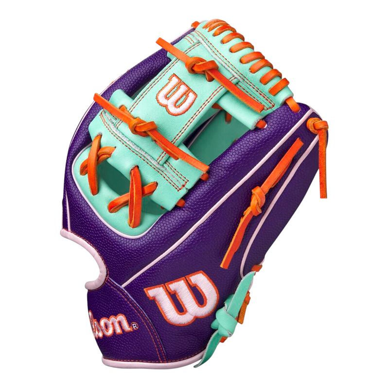 Wilson-A2000-GOTM-Baseball-Glove---April-2025-Purple---Seafoam---Orange