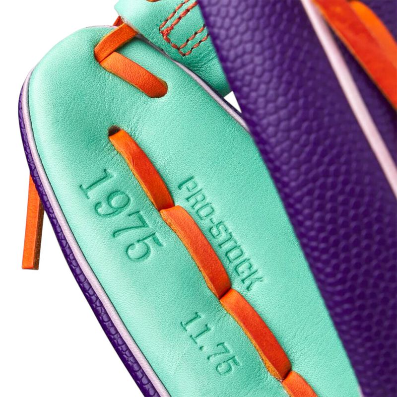 Wilson-A2000-GOTM-Baseball-Glove---April-2025-Purple---Seafoam---Orange