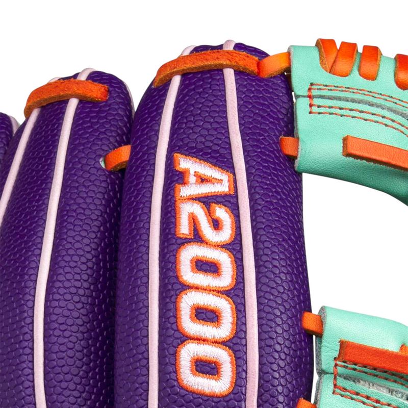 Wilson-A2000-GOTM-Baseball-Glove---April-2025-Purple---Seafoam---Orange