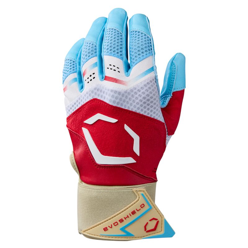 EVOSHL BATTING GLOVE CARBYNE X-SRZ RED WHITE & ICE W/STRAP Red / White / Ice
