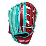 Wilson A2K MY7SS 12.5" Outfield Baseball Glove - 2025 Brick Red / Seafoam / Pink