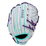 Wilson A500 Siren 12" Fastpitch Softball Glove White / Purple / Seafoam