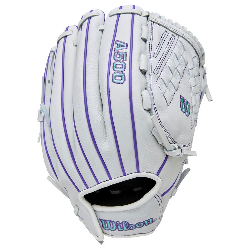 Wilson A500 Siren 12.5" Fastpitch Softball Glove White / Purple / Seafoam