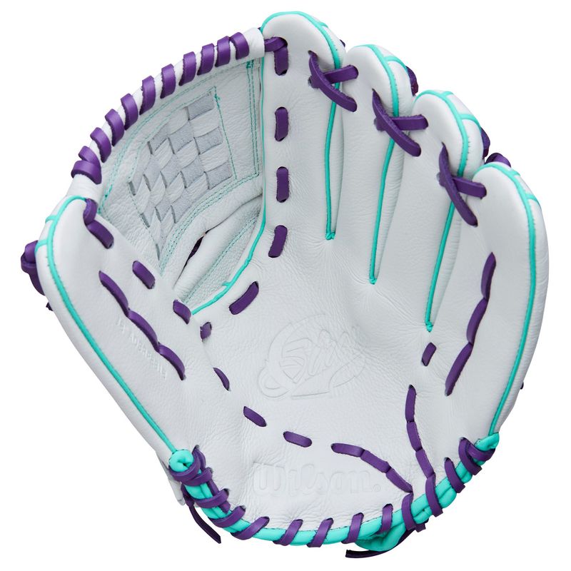 Wilson A500 Siren 12" Fastpitch Softball Glove White / Purple / Seafoam