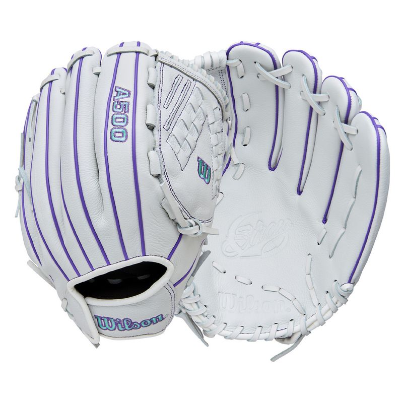 Wilson A500 Siren 12.5" Fastpitch Softball Glove White / Purple / Seafoam