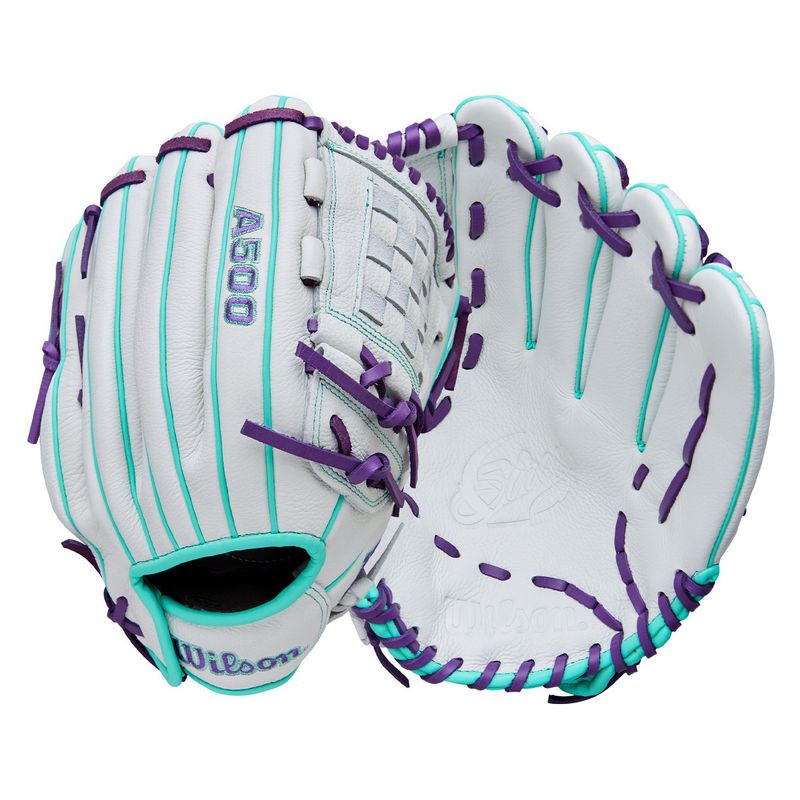 Wilson A500 Siren 12" Fastpitch Softball Glove White / Purple / Seafoam