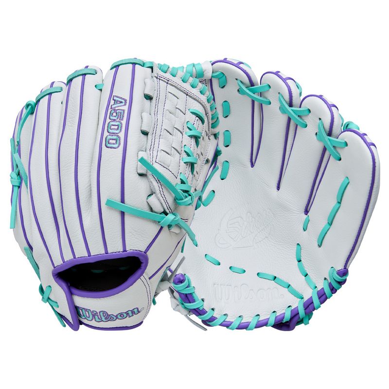 Wilson A500 Siren 11.75" Fastpitch Softball Glove White / Purple / Seafoam