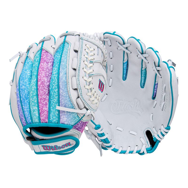 Wilson A440 Flash 11" Fastpitch Softball Glove White / Purple / Teal