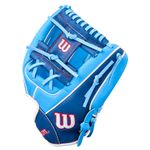 Wilson A450 11" Infield Baseball Glove Youth - 2022 Cool Blue / Roiyal Blue / White / Red
