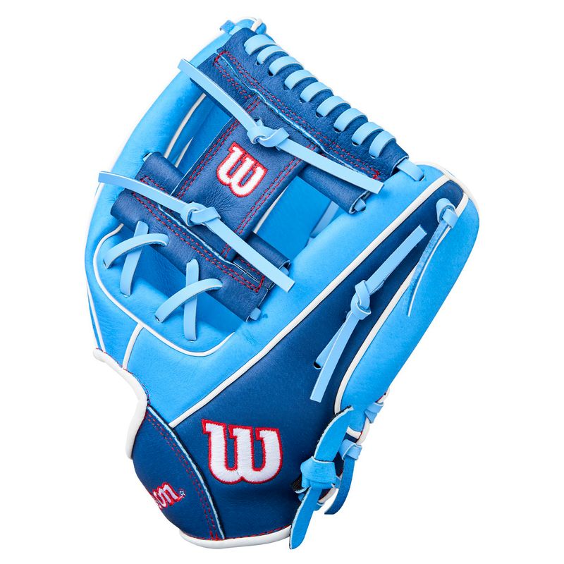 Wilson A450 11" Infield Baseball Glove Youth - 2022 Cool Blue / Roiyal Blue / White / Red