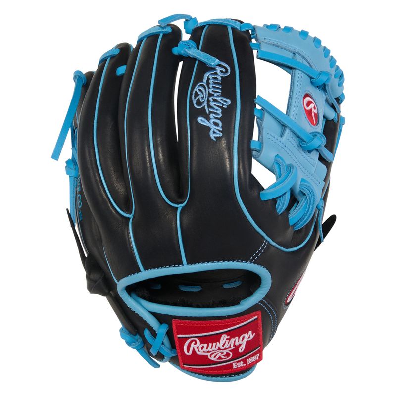 Rawlings R9 Series 11.5" Infield Baseball Glove  Black / Columbia Blue