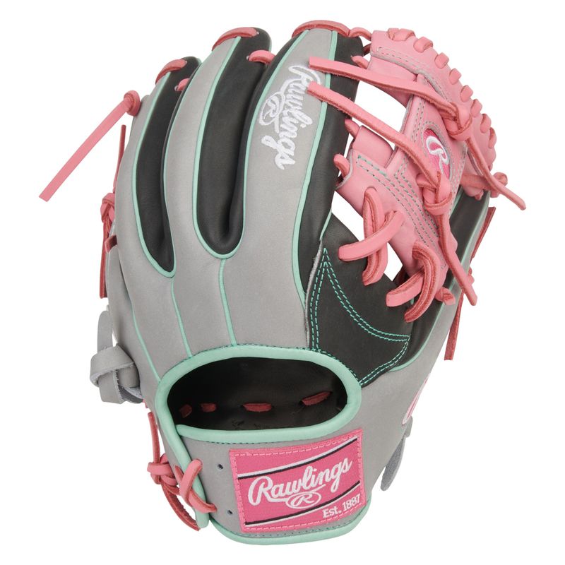 Rawlings Heart of The Hide 11.5" Infield Baseball Glove  Dark Shadow / Gray / Pink
