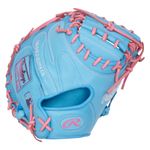 Rawlings Heart of The Hide 33" Baseball Catcher Mitt Columbia Blue / Pink
