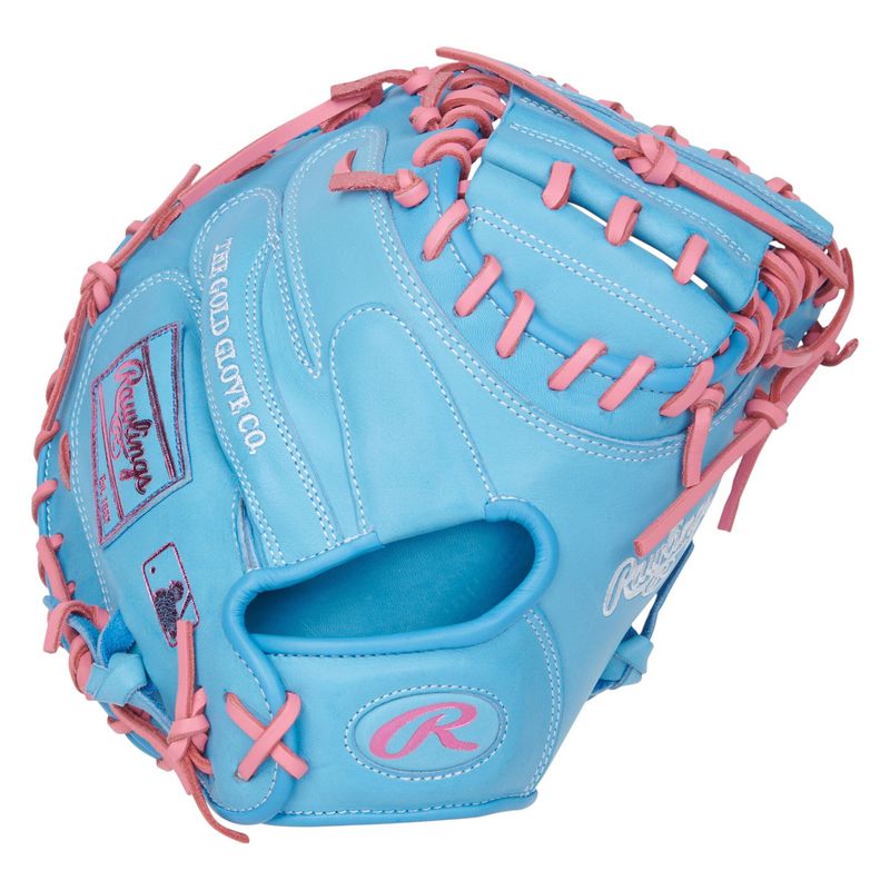 Rawlings Heart of The Hide 33" Baseball Catcher Mitt Columbia Blue / Pink