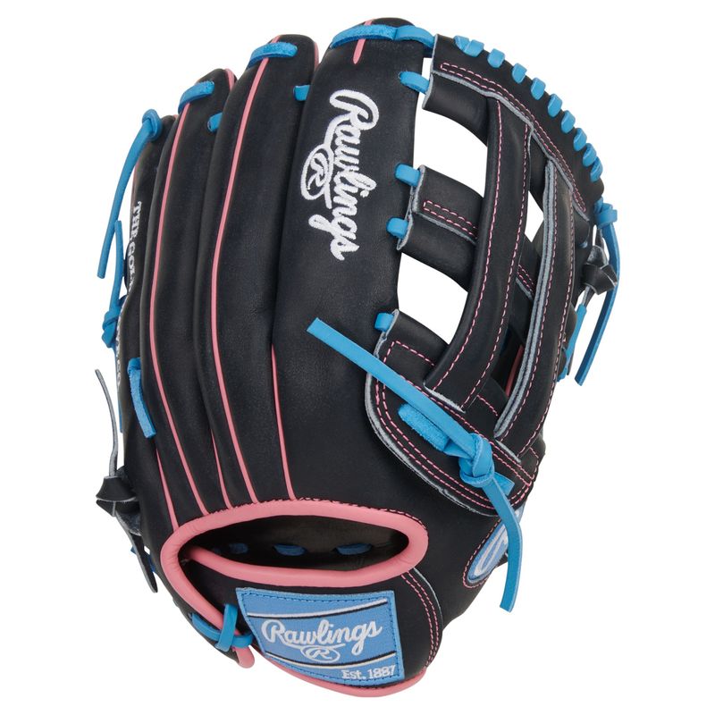 Rawlings Heart of The Hide ContoUR Fit 12.5" Baseball Glove  Black / Columbia Blue / Pink