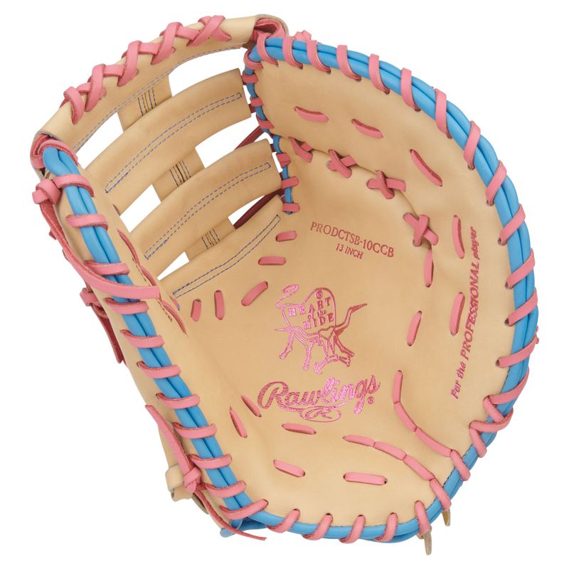 Rawlings Heart of The Hide 13" Softball Fastpitch First Base Mitt Camel / Pink / Columbia Blue