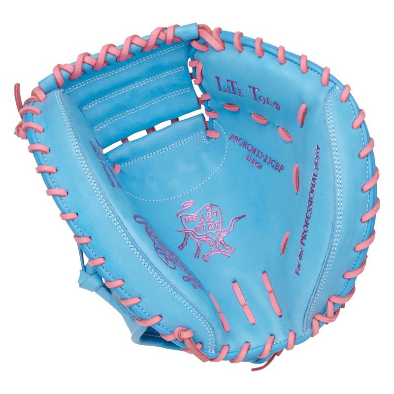 Rawlings Heart of The Hide 33" Baseball Catcher Mitt Columbia Blue / Pink