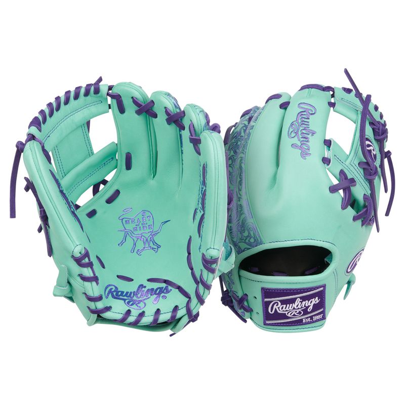 Rawlings Heart of The Hide Mint 11.5" Infield Baseball Glove Mint / Purple