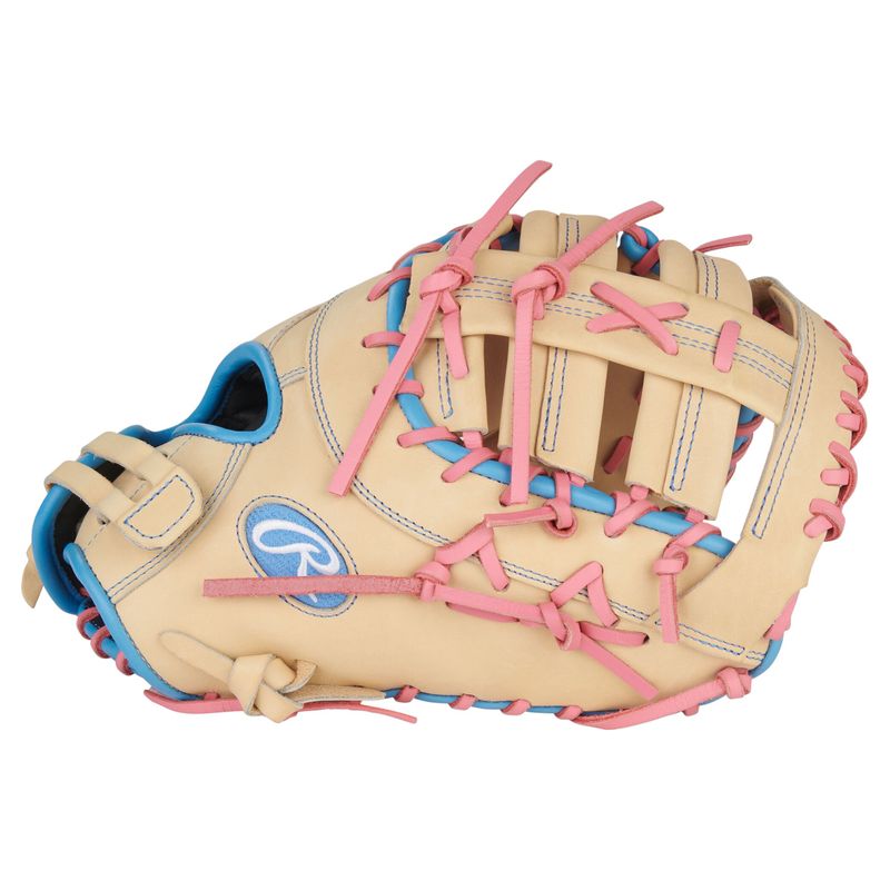 Rawlings Heart of The Hide 13" Softball Fastpitch First Base Mitt Camel / Pink / Columbia Blue