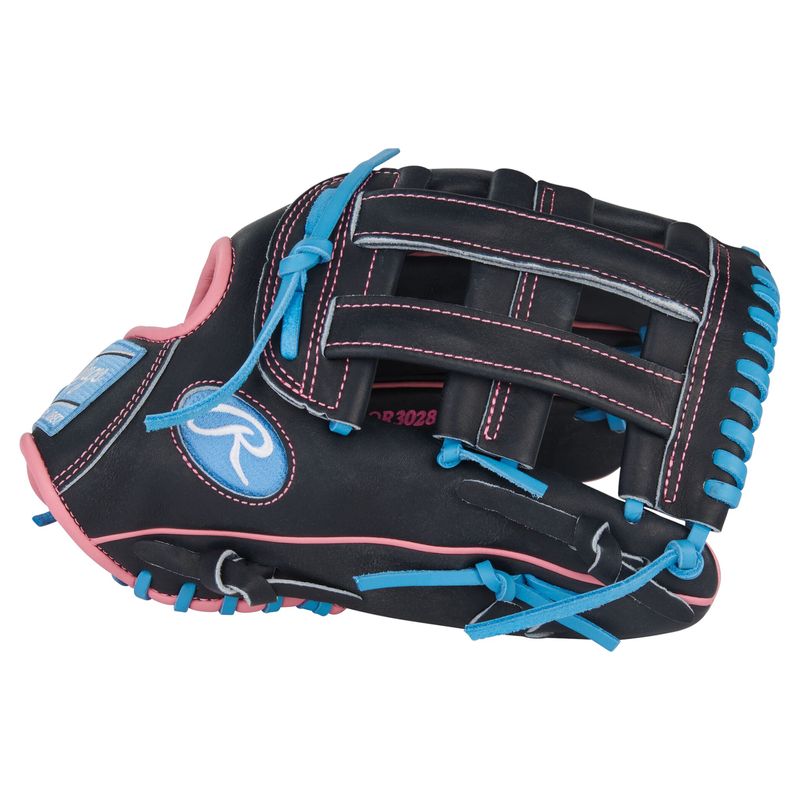 Rawlings Heart of The Hide ContoUR Fit 12.5" Baseball Glove  Black / Columbia Blue / Pink