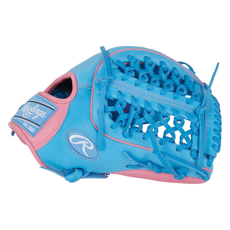 Rawlings Heart of The Hide Modified Trap-Eze Web 12.75" Baseball Glove Columbia Blue / Pink