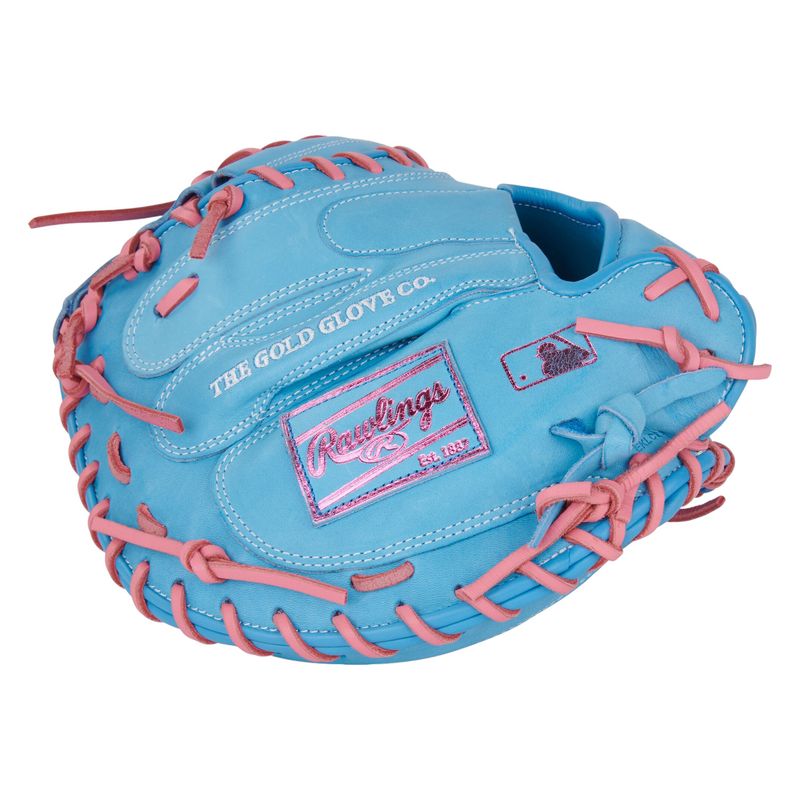 Rawlings Heart of The Hide 33" Baseball Catcher Mitt Columbia Blue / Pink