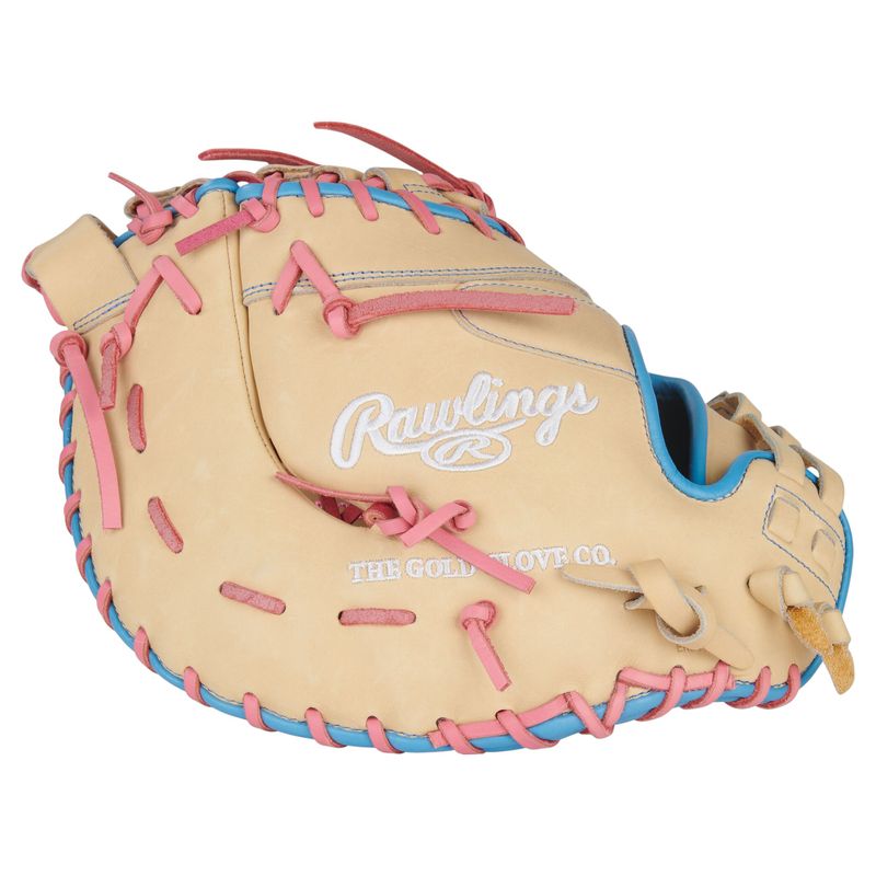 Rawlings Heart of The Hide 13" Softball Fastpitch First Base Mitt Camel / Pink / Columbia Blue