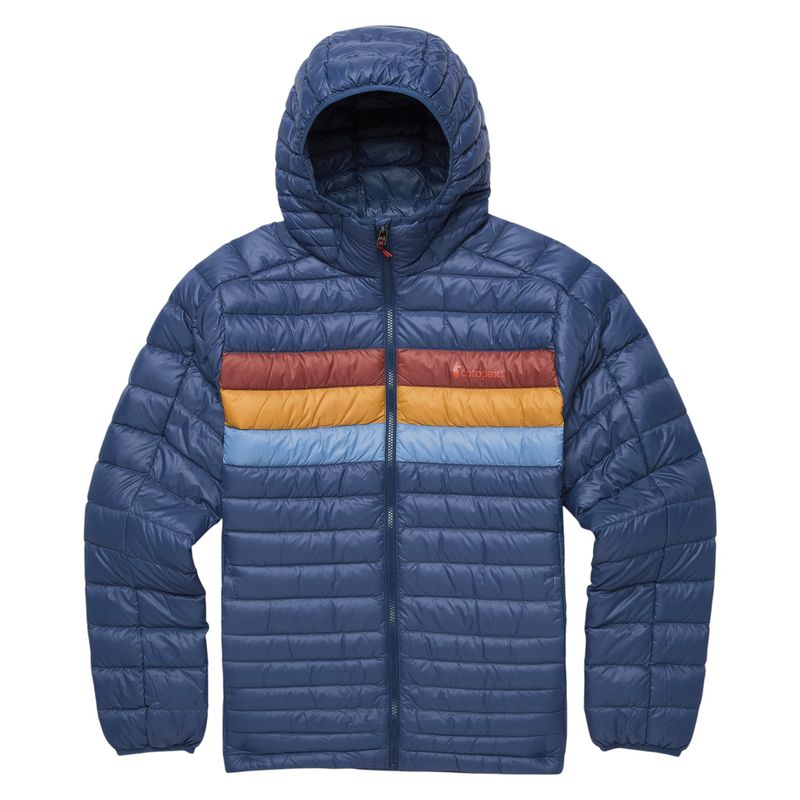 Cotopaxi Fuego Down Hooded Jacket - Men's Deep Sea Stripes