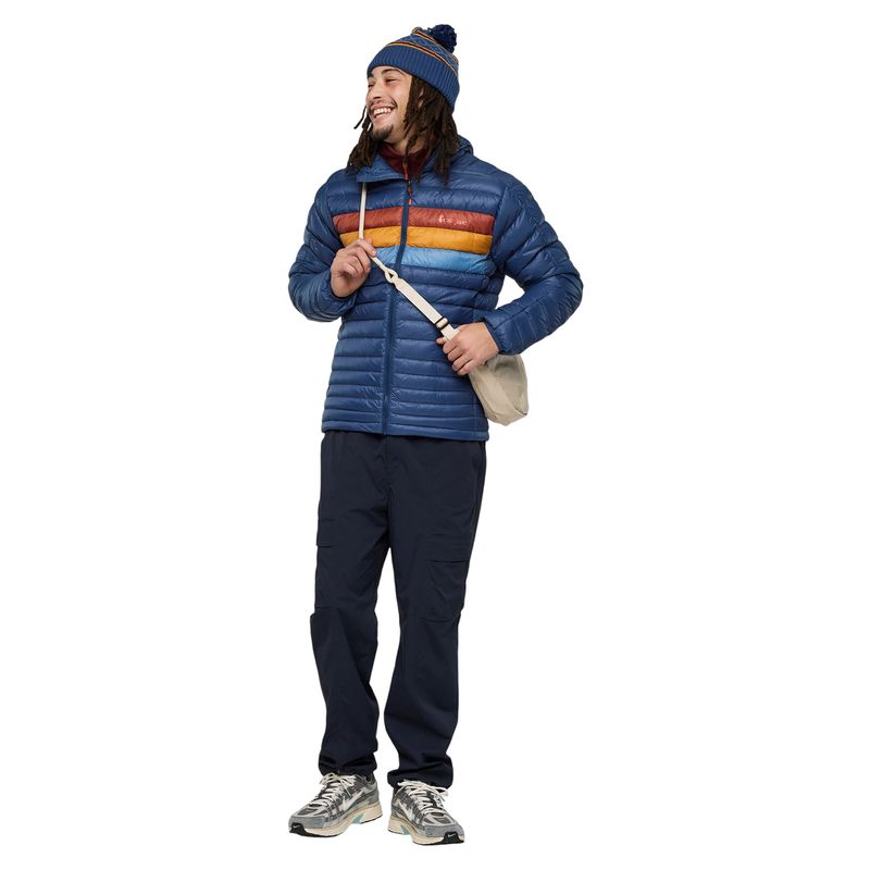 Cotopaxi Fuego Down Hooded Jacket - Men's Deep Sea Stripes