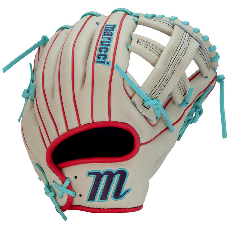 Marucci Acadia V3 43A4 Single Post Baseball Glove - Kids' Camel / Red / Mint