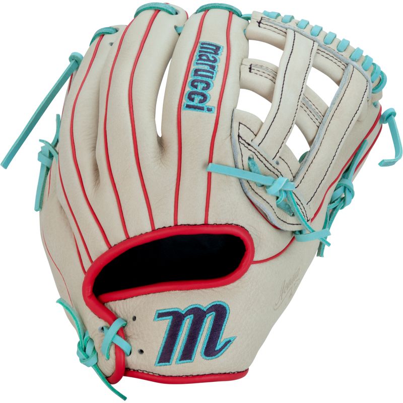 Marucci Acadia V3 45A3 H-Web Baseball Glove - Kids' Camel / Red / Mint
