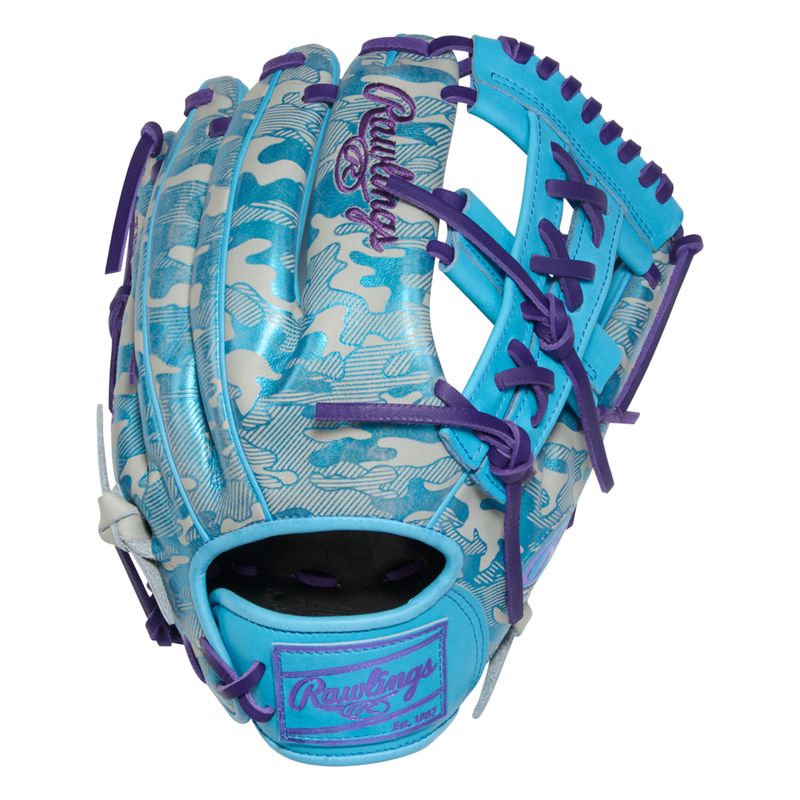 Rawlings Heart of Hide RGGC Baseball Glove - August 2025 Columbia Blue / Metallic Purple