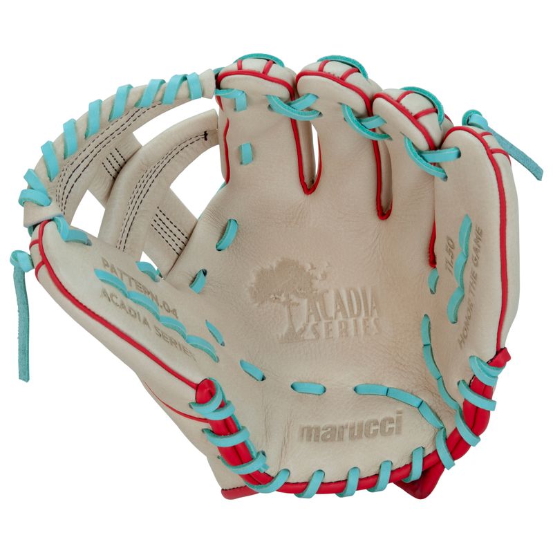 Marucci Acadia V3 43A4 Single Post Baseball Glove - Kids' Camel / Red / Mint