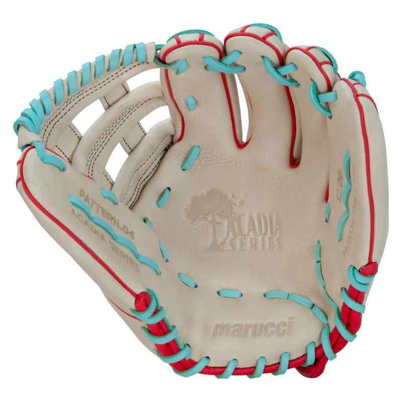 Marucci Acadia V3 45A3 H-Web Baseball Glove - Kids' Camel / Red / Mint