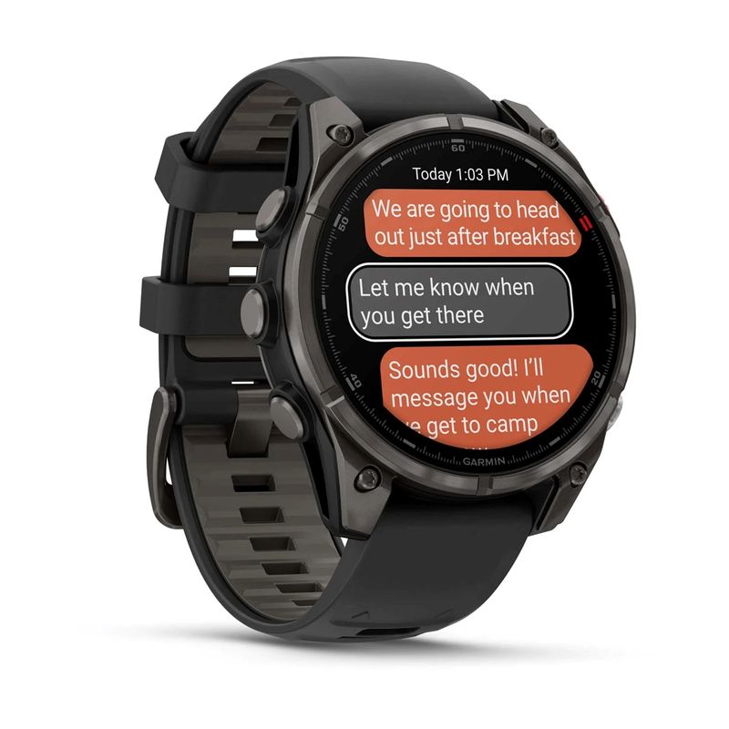 Garmin Fenix 8 Pro AMOLED GPS Watch Carbon Gray Dlc Titanium With Black / Pebble Gray Band