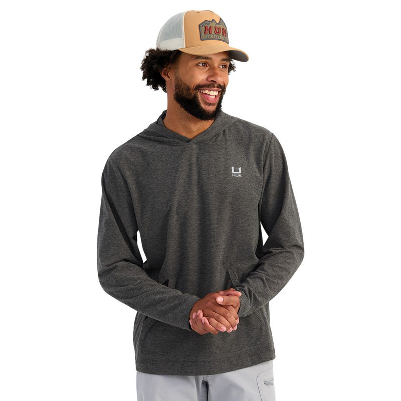 Huk Leeward Lightweight Fleece Hoodie - Men's Volcanic Ash Heather
