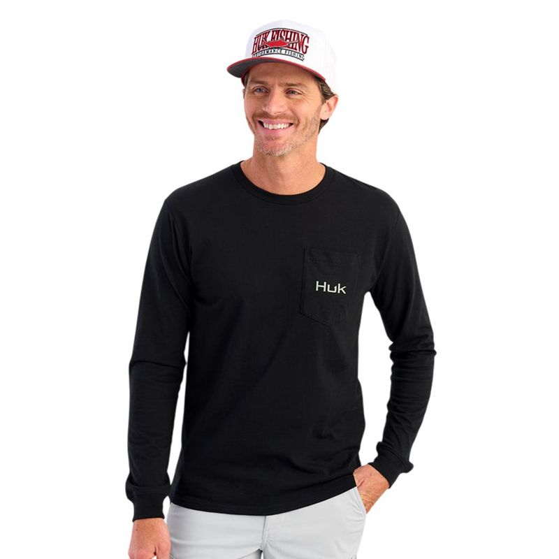 Huk KC Freshwater Icon Pocket Long-Sleeve T-Shirt - Men's Black