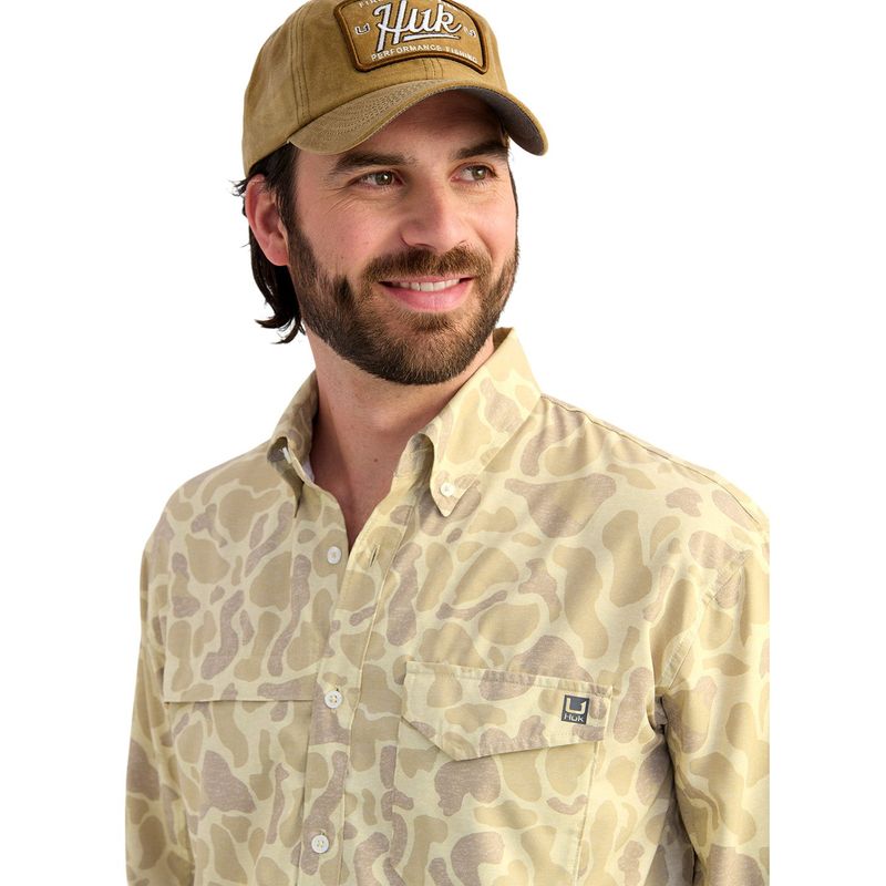 Huk Tidepoint KC Print Long-Sleeve Fishing Shirt - Men's Sand