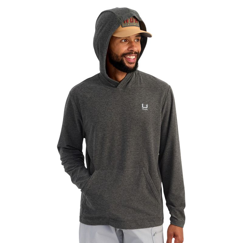 Huk Leeward Lightweight Fleece Hoodie - Men's Volcanic Ash Heather