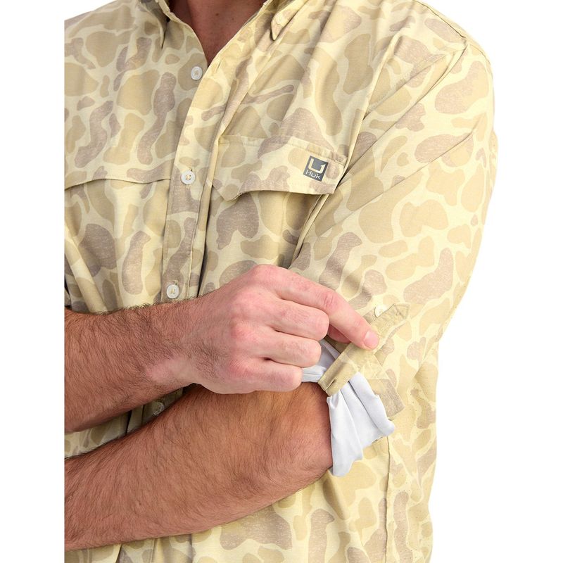 Huk Tidepoint KC Print Long-Sleeve Fishing Shirt - Men's Sand