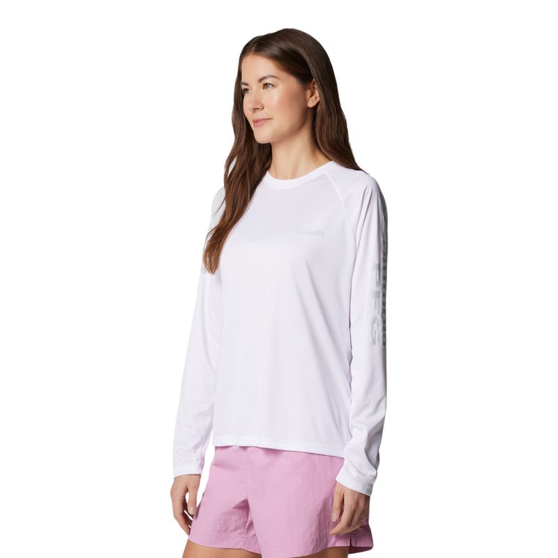 PFG Tidal Tee II Long Sleeve Shirt White / Cirrus Grey